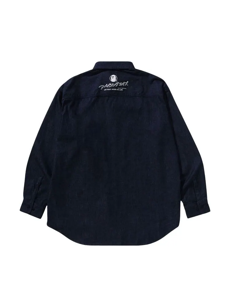 Рубашка BAPE Sta Ape Head Relaxed Fit Denim Long-Sleeve Shirt — изображение 2 из 3, синий/индиго