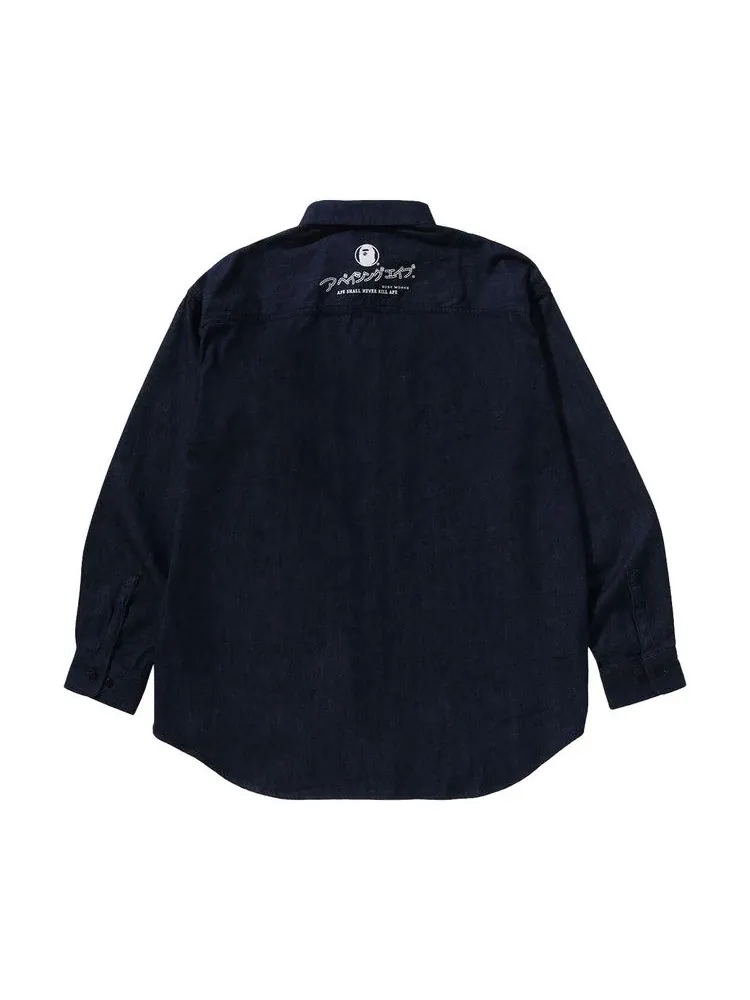Рубашка BAPE Sta Ape Head Relaxed Fit Denim Long-Sleeve Shirts 'Indigo' — изображение 2 из 2, синий