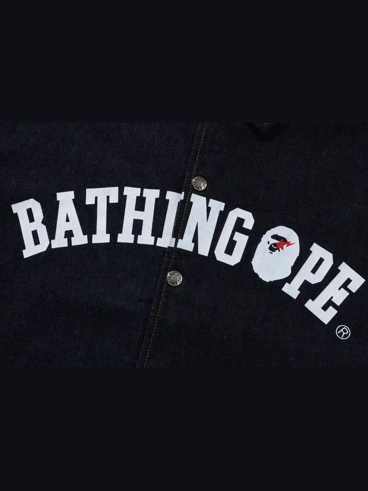 Куртка BAPE Bathing Ape Relaxed Fit Denim Coach Jacket — изображение 3 из 4, синий