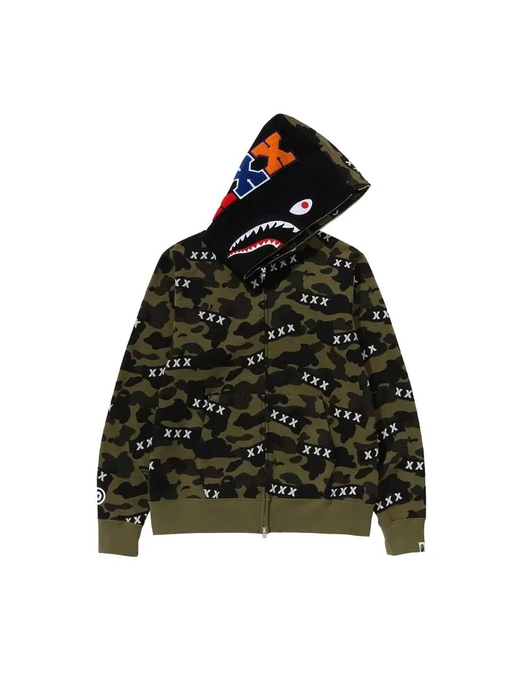 Худи BAPE x God Selection XXX Shark Full Zip Hoodie — изображение 2 из 3, зеленый