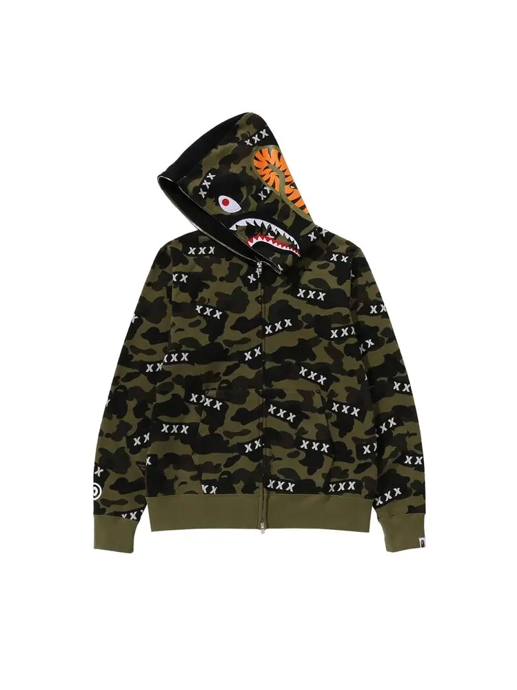 Худи BAPE x God Selection XXX Shark Full Zip Hoodie — изображение 3 из 3, зеленый
