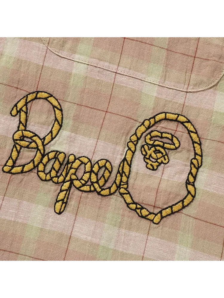 Рубашка BAPE x Sean Wotherspoon Embroidery Check Shirt — изображение 3 из 3, бежевый