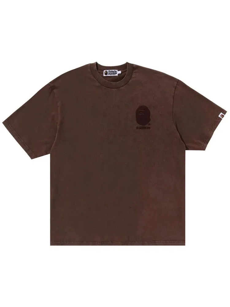Футболка BAPE Ape Head One Point Acid Wash Relaxed Fit Tee — изображение 1 из 1, коричневый