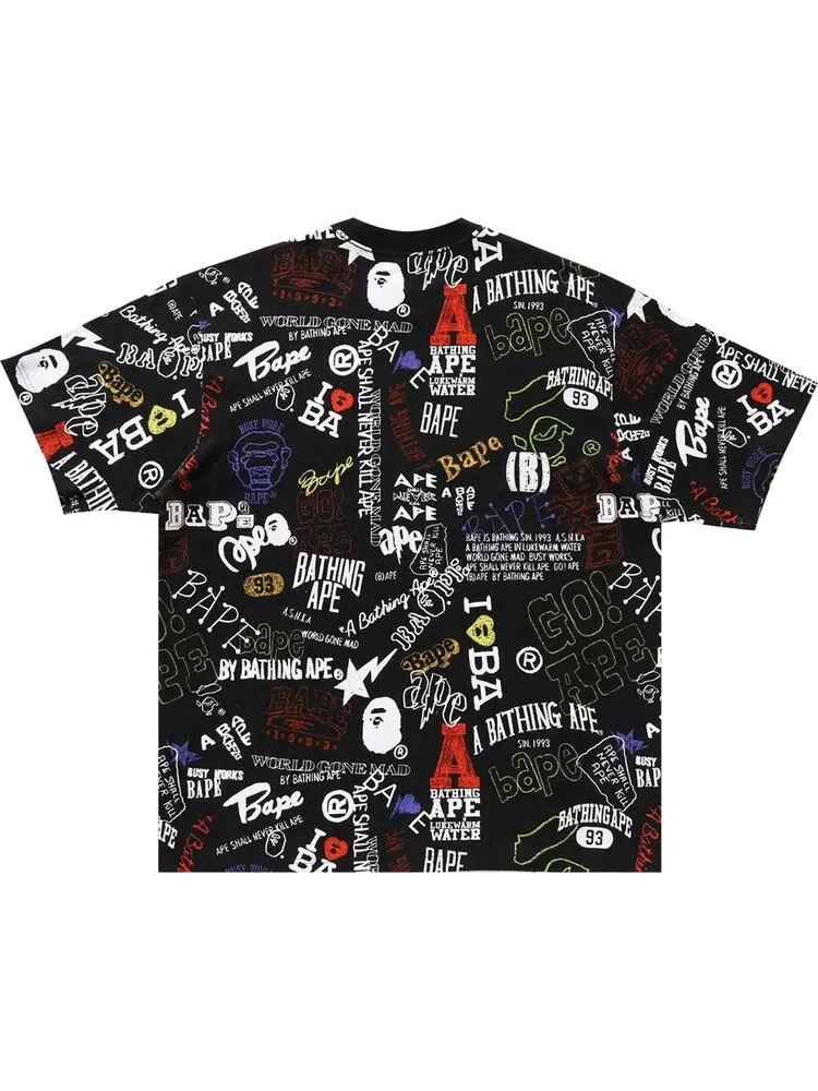 Футболка BAPE Hand Draw Pattern Relaxed Fit 'Black' — изображение 2 из 2, черный