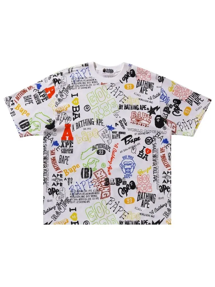 Футболка BAPE Hand Draw Pattern Relaxed Fit 'White' — изображение 1 из 2, белый