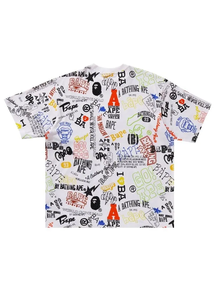 Футболка BAPE Hand Draw Pattern Relaxed Fit 'White' — изображение 2 из 2, белый