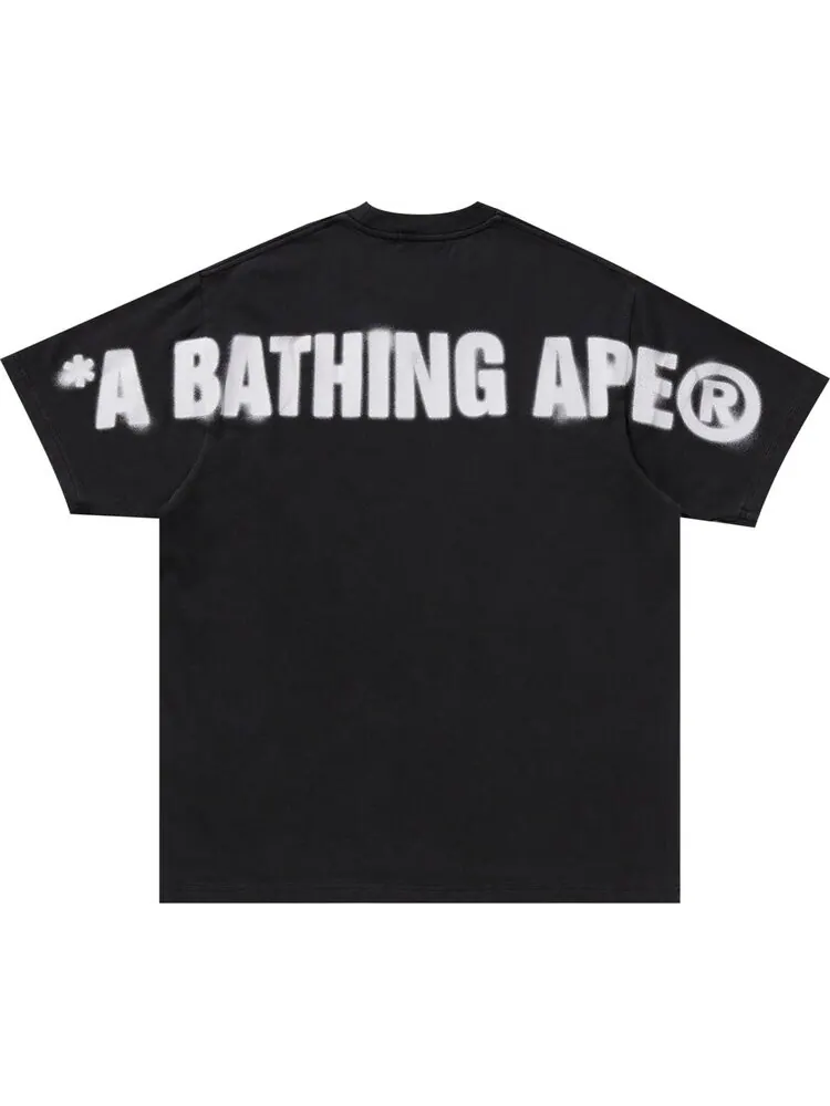 Футболка BAPE Spray Ape Head Garment Dyed Relaxed Fit 'Black' — изображение 2 из 2, черный