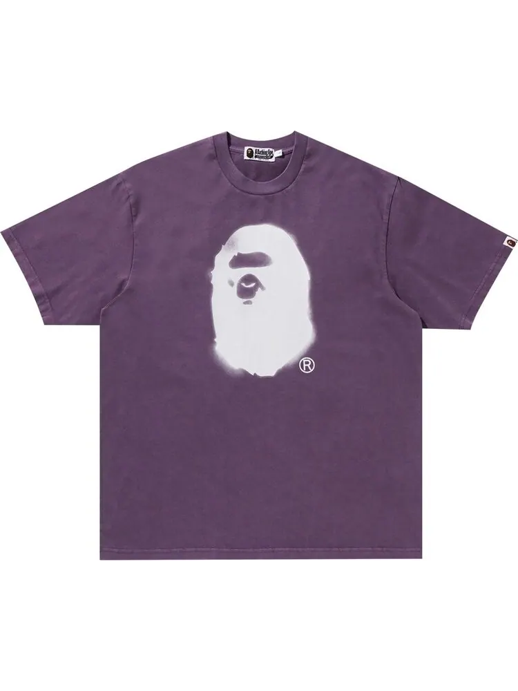 Футболка BAPE Spray Ape Head Garment Dyed Relaxed Fit 'Purple' — изображение 1 из 2, фиолетовый