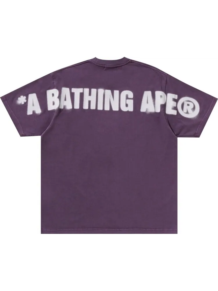 Футболка BAPE Spray Ape Head Garment Dyed Relaxed Fit 'Purple' — изображение 2 из 2, фиолетовый