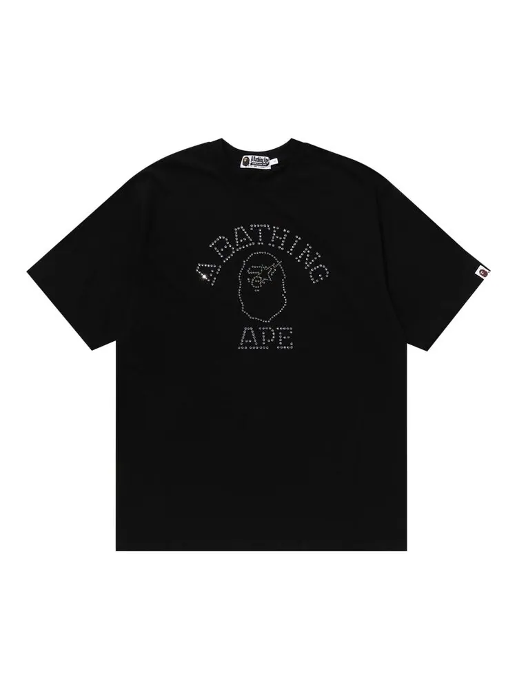 Футболка BAPE Rhinestone College Relaxed Fit Tee — изображение 1 из 1, черный