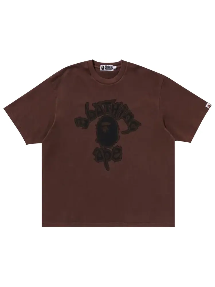Футболка BAPE Mad College Garment Dyed Relaxed Fit 'Brown' — изображение 1 из 1, коричневый