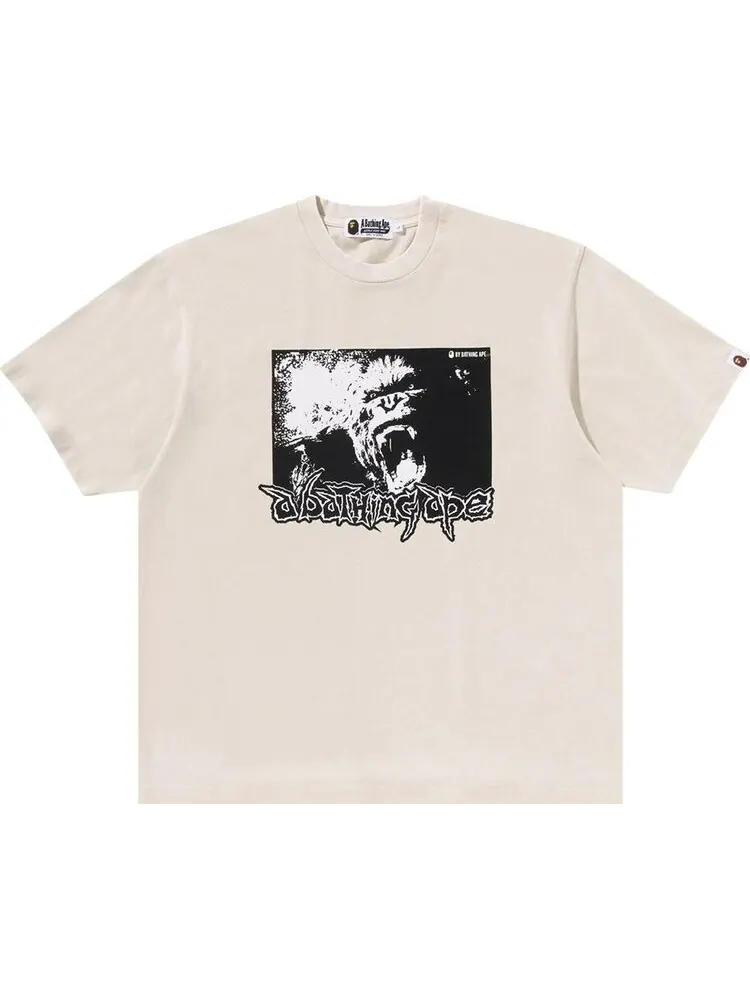 Футболка BAPE Mad Ape Graphic Acid Wash Relaxed Fit 'Ivory' — изображение 1 из 1, бежевый