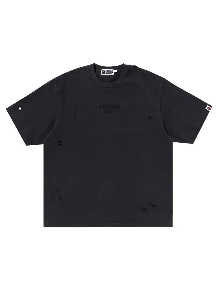 Футболка BAPE Damaged Garment Dyed Relaxed Fit Tee — изображение 1 из 1, черный
