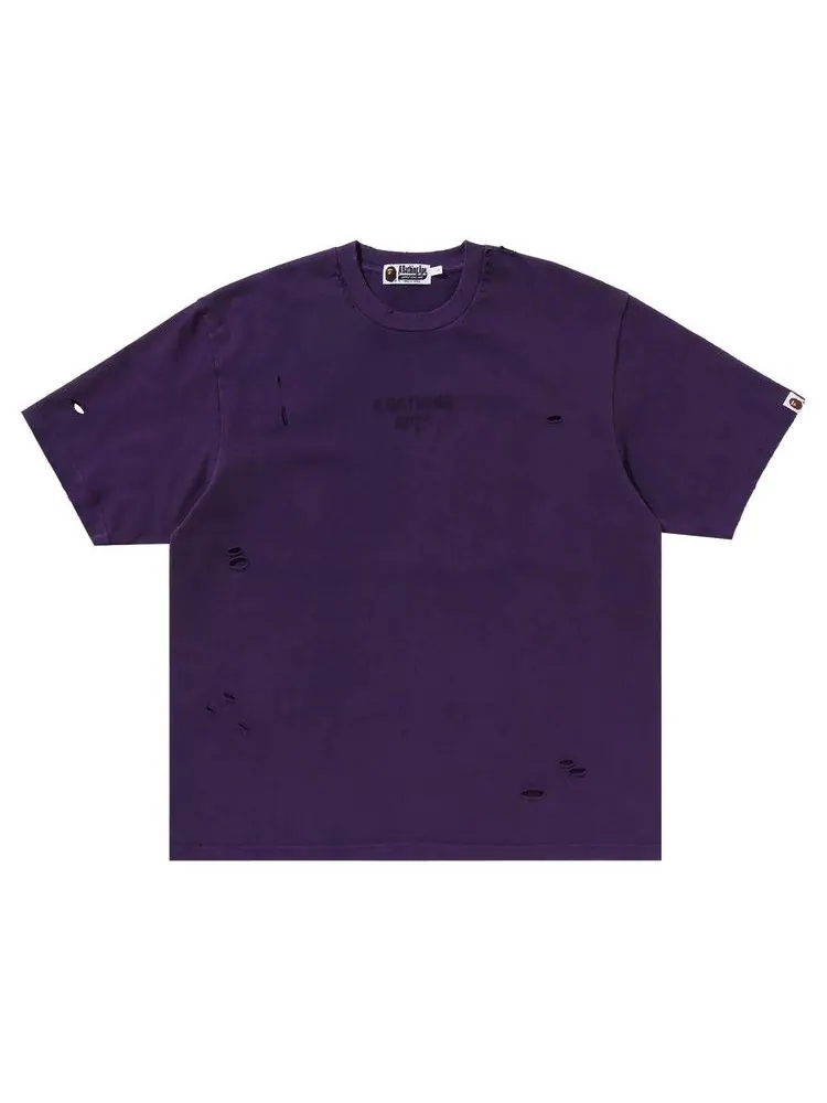 Футболка BAPE Damaged Garment Dyed Relaxed Fit Tee — изображение 1 из 1, фиолетовый