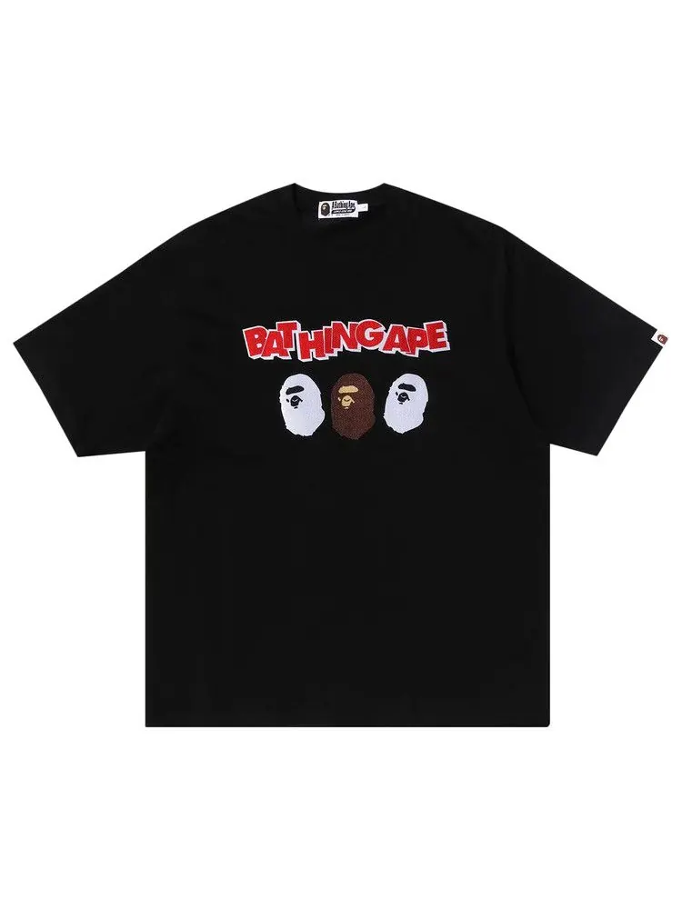 Футболка BAPE Triple Ape Head Relaxed Fit Tee 'Black' — изображение 1 из 1, черный
