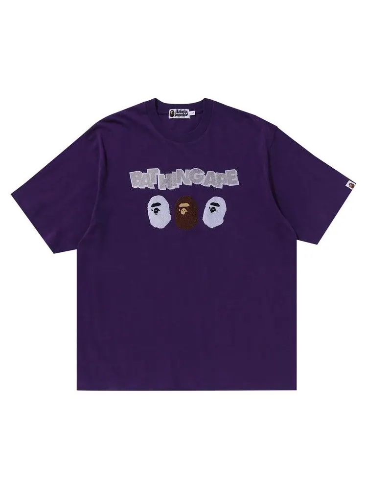 Футболка BAPE Triple Ape Head Relaxed Fit Tee — изображение 1 из 1, фиолетовый