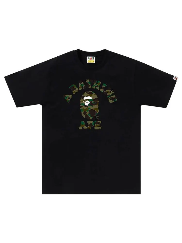 Футболка BAPE 1st Camo College Tee — изображение 1 из 1, черный/зеленый