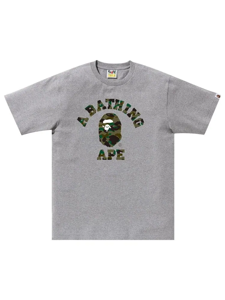 Футболка BAPE 1st Camo College Tee — изображение 1 из 1, серый/зеленый