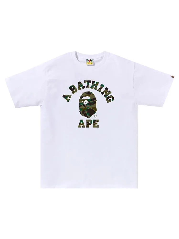 Футболка BAPE 1st Camo College Tee 'White/Green' — изображение 1 из 1, белый