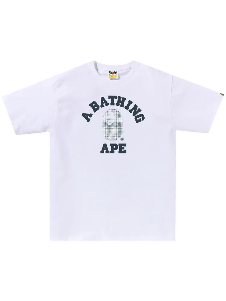 Футболка BAPE Bleach Check College 'White' — изображение 1 из 1, белый