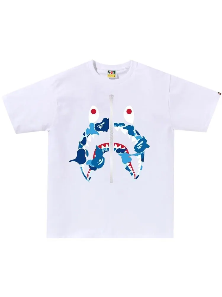Футболка BAPE ABC Camo Rebuild Shark 'White/Blue' — изображение 1 из 1, белый