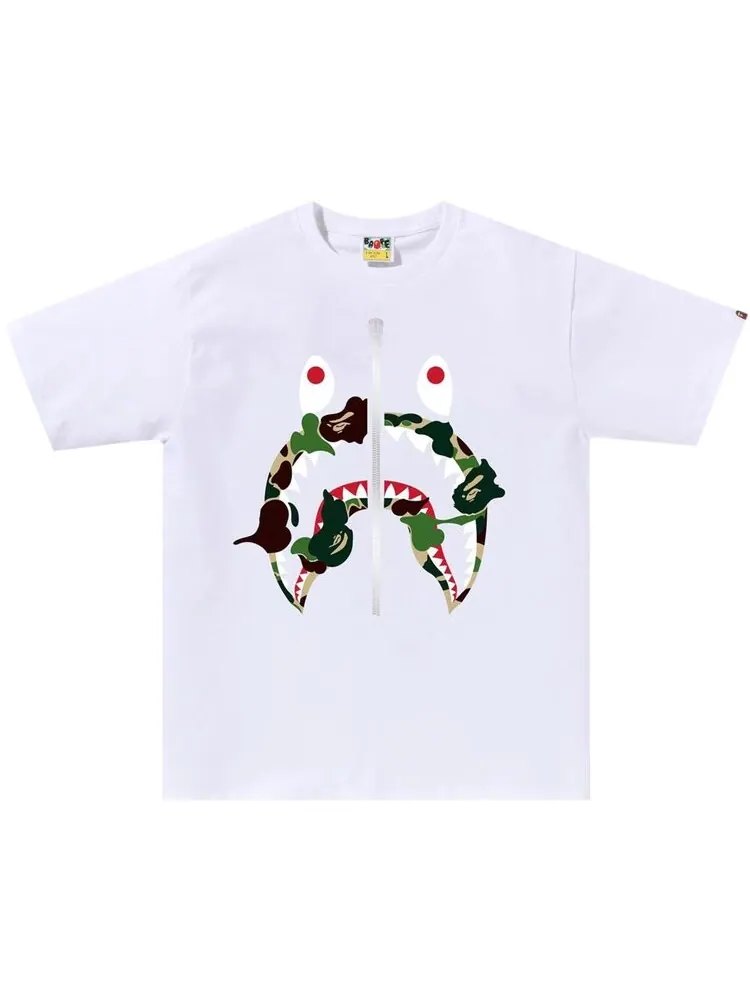 Футболка BAPE ABC Camo Rebuild Shark 'White/Green' — изображение 1 из 1, белый
