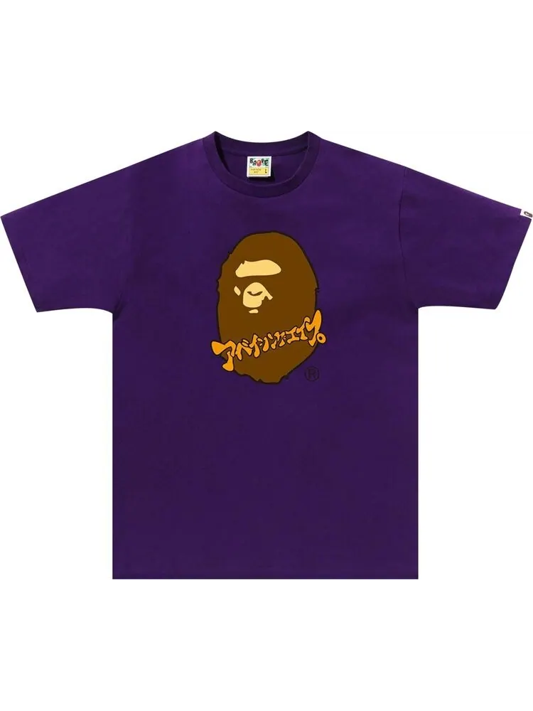Футболка BAPE Katakana Ape Head 'Purple' — изображение 1 из 2, фиолетовый