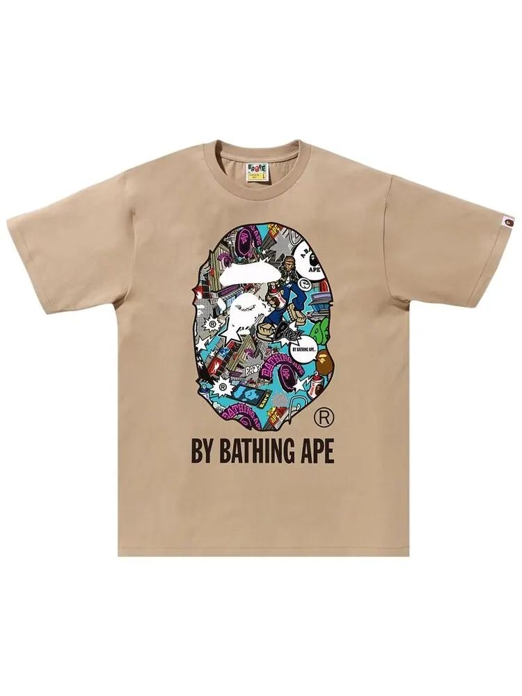 Футболка BAPE Comic Art Ape Head Tee — изображение 1 из 1, бежевый