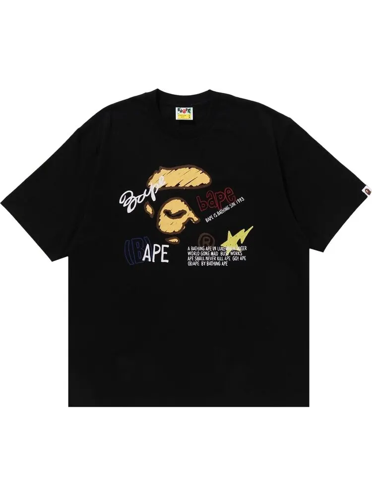 Футболка BAPE Hand Draw Graphic Relaxed Fit 'Black' — изображение 1 из 1, черный
