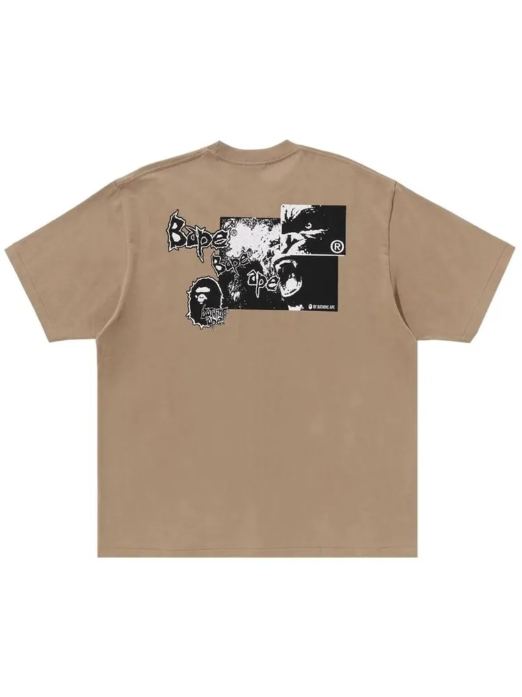 Футболка BAPE Mad Ape Graphic Logo Relaxed Fit Tee — изображение 2 из 2, бежевый