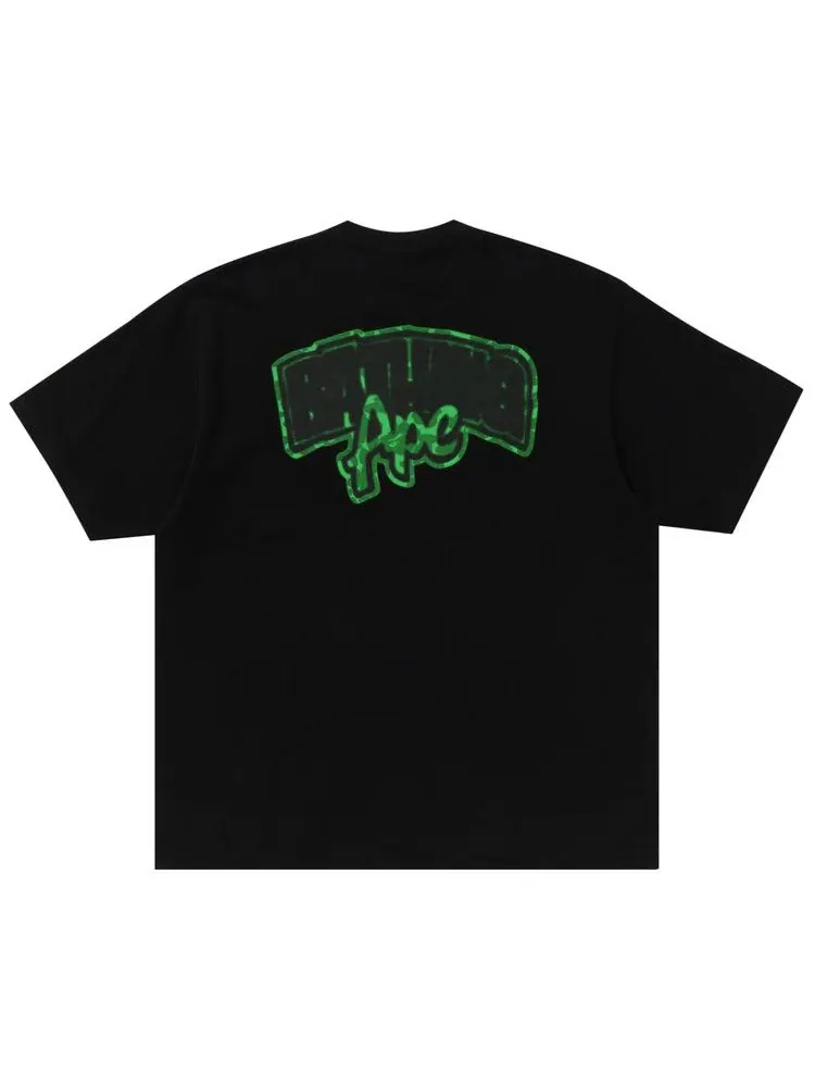 Футболка BAPE Spray Frankenstein Relaxed Fit Tee 'Black' — изображение 2 из 4, черный