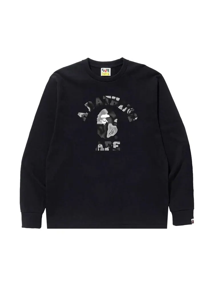Футболка BAPE Liquid Camo College Long-Sleeve Tee — изображение 1 из 1, черный