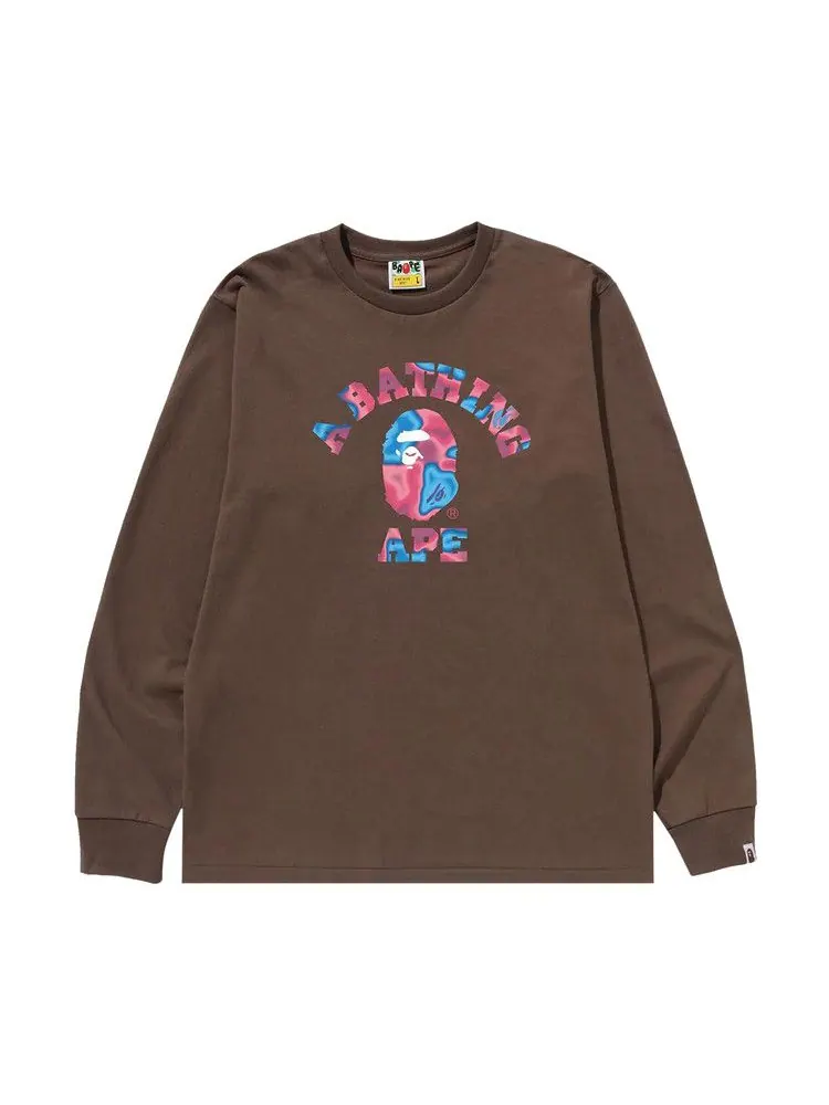 Футболка BAPE Liquid Camo College Long-Sleeve Tee — изображение 1 из 1, коричневый