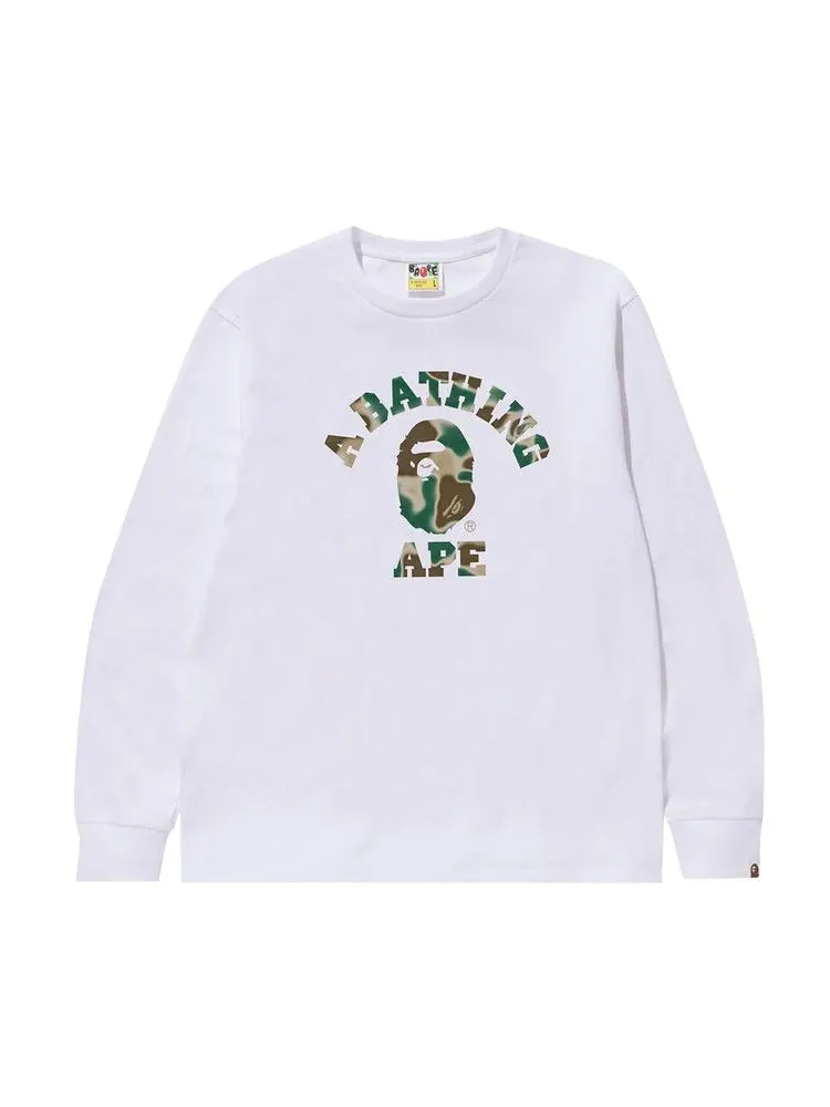 Лонгслив BAPE Liquid Camo College Long-Sleeve Tee 'White' — изображение 1 из 1, белый