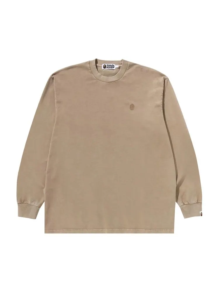 Футболка BAPE Ape Head One Point Garment Dyed Long-Sleeve Tee — изображение 1 из 1, бежевый