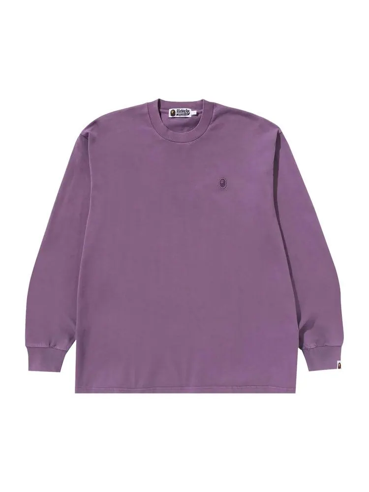 Футболка BAPE Ape Head One Point Garment Dyed Long-Sleeve Tee — изображение 1 из 1, фиолетовый