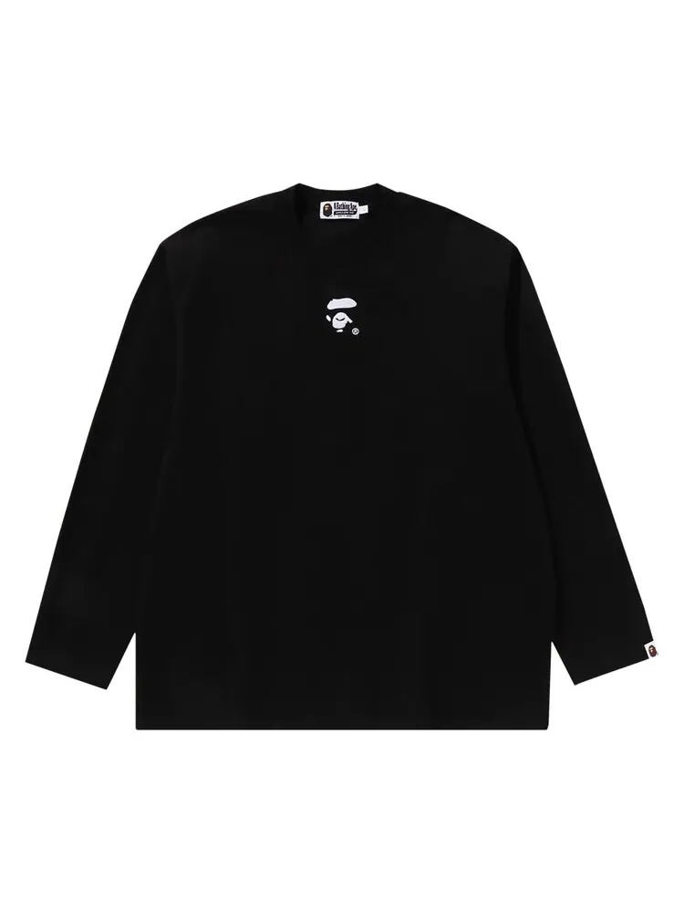 Футболка BAPE Ape Face Long-Sleeve 'Black' — изображение 2 из 3, черный