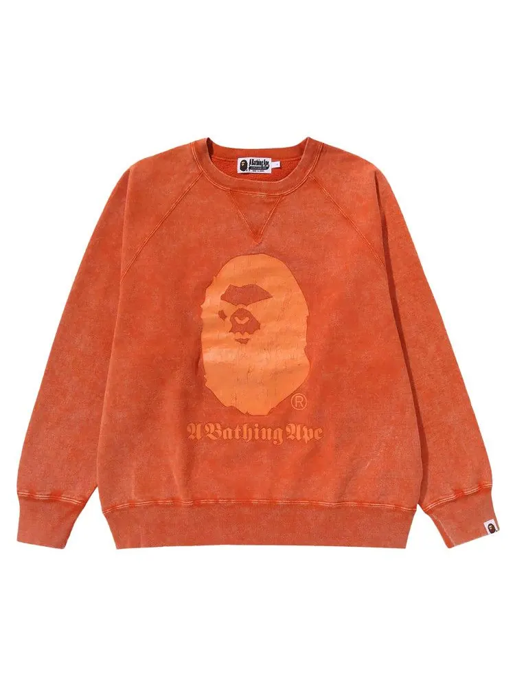 Свитер BAPE A Bathing Ape Overdye Relaxed Fit Crewneck — изображение 1 из 1, оранжевый