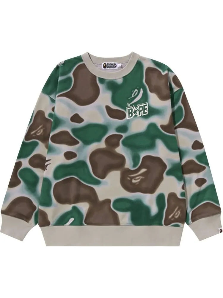 Свитер BAPE Liquid Camo Bape Sta Crewneck 'Olive Drab' — изображение 1 из 1, зеленый