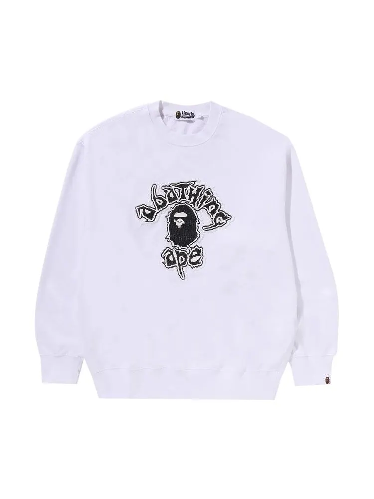 Свитер BAPE Mad Ape College Heavy Washed Crewneck — изображение 1 из 1, белый
