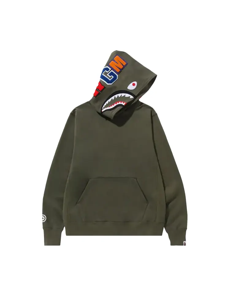 Худи BAPE Shark Pullover 'Olive Drab' — изображение 1 из 2, зеленый