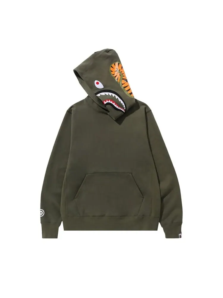 Худи BAPE Shark Pullover 'Olive Drab' — изображение 2 из 2, зеленый