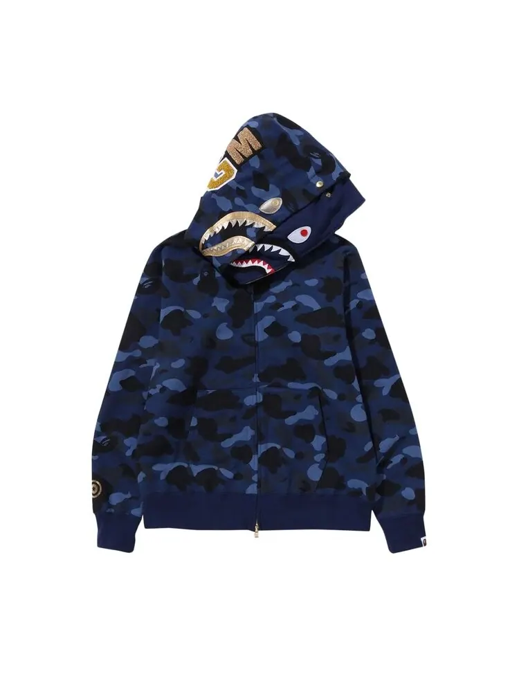 Худи BAPE Color Camo Double Shark Full Zip 'Navy' — изображение 3 из 4, синий