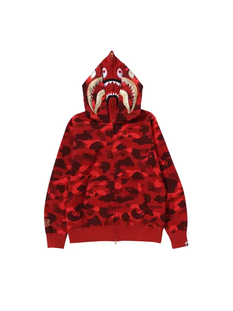 Худи BAPE Color Camo Double Shark Full Zip 'Red' — изображение 1 из 4, красный