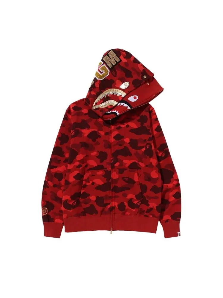 Худи BAPE Color Camo Double Shark Full Zip 'Red' — изображение 3 из 4, красный