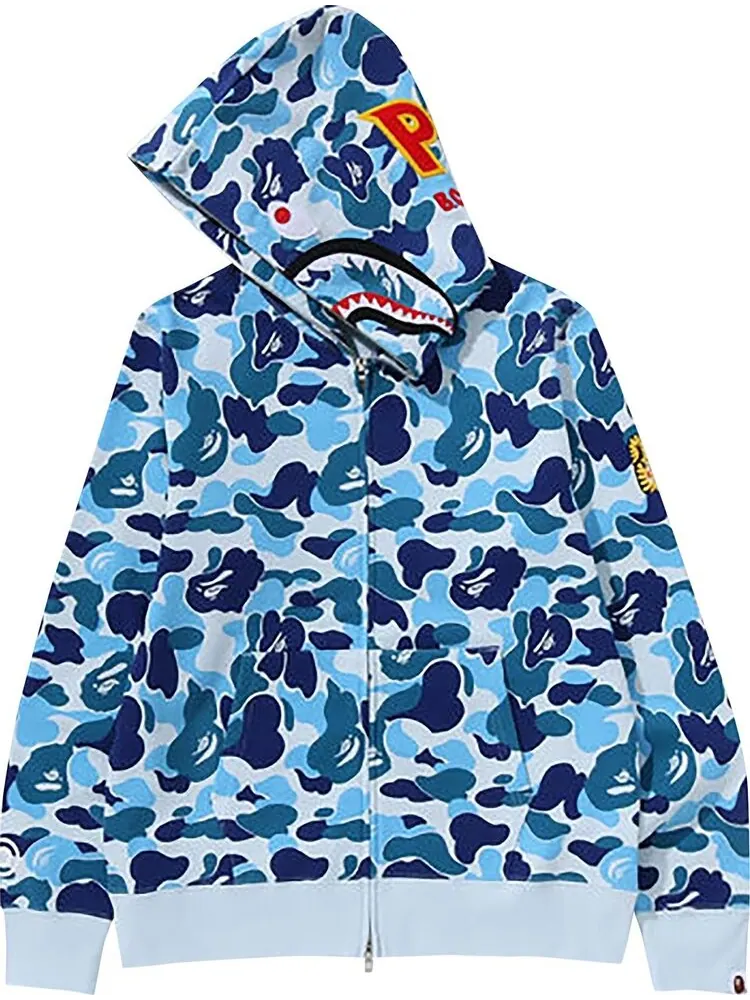 Худи BAPE ABC Camo Shark Full Zip 'Blue' — изображение 2 из 2, синий
