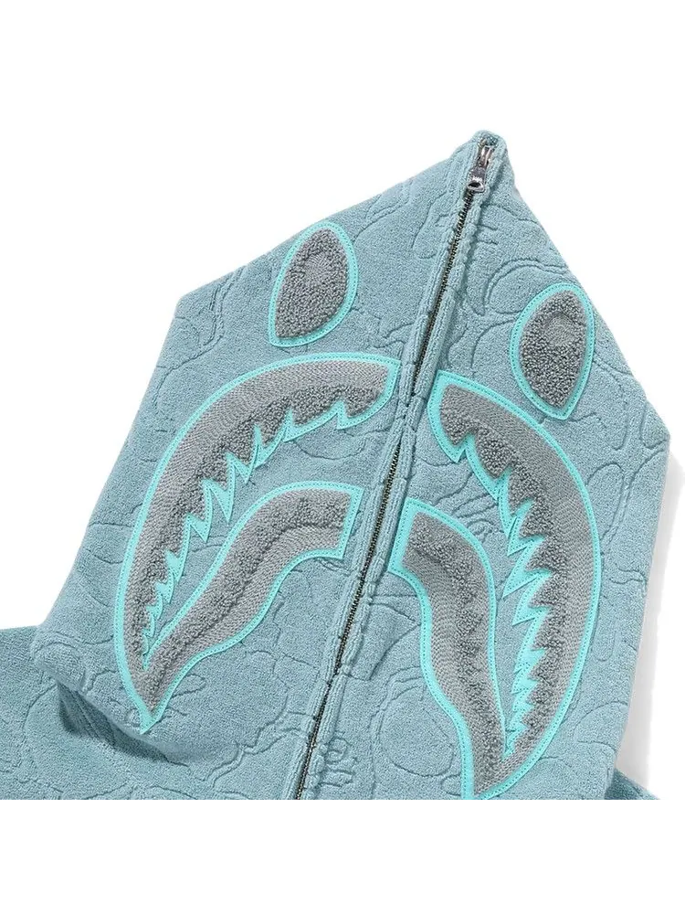 Худи BAPE Line Camo Terry Towel Shark Zip Hoodie, Sax — изображение 3 из 3, синий