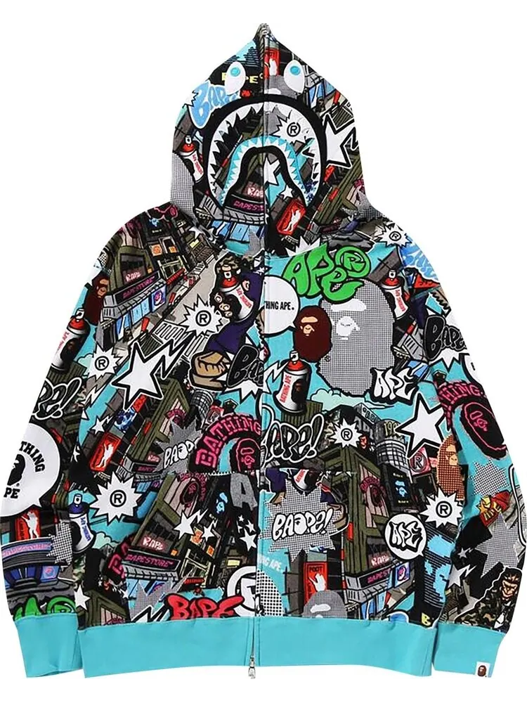 Худи BAPE Comic Art Shark Zip 'Multicolor' — изображение 1 из 2, мульти