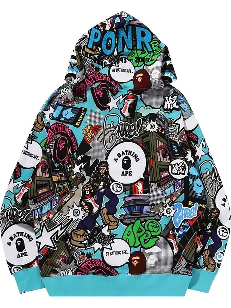 Худи BAPE Comic Art Shark Zip 'Multicolor' — изображение 2 из 2, мульти