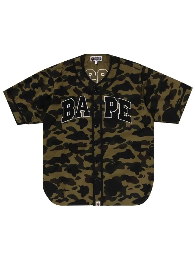 Рубашка BAPE 1st Camo Baseball Shirt — изображение 1 из 2, зеленый